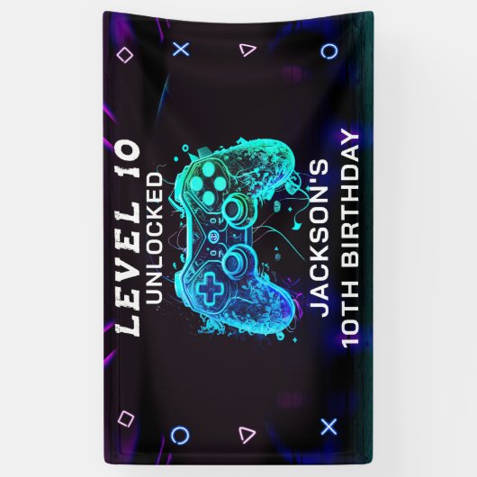 Videospel Party Kinderen Verjaardag Gamer Spandoek (Verticaal)