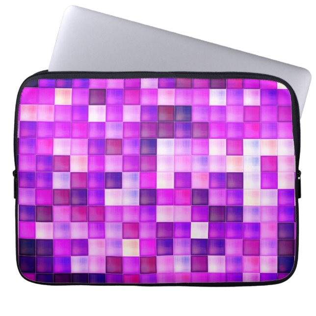Videospel Pixels Roze Vierkant Patroon Laptop Sleeve (Voorkant)
