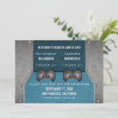 VideoSpel sparen de Datum uitnodigen, Blauw Save The Date (Staand voorkant)