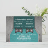 VideoSpel sparen de Datum uitnodigen, Blauwgroen Save The Date (Staand voorkant)