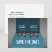 VideoSpel sparen het Briefkaart van de Datum, Blau (Voorkant / Achterkant)