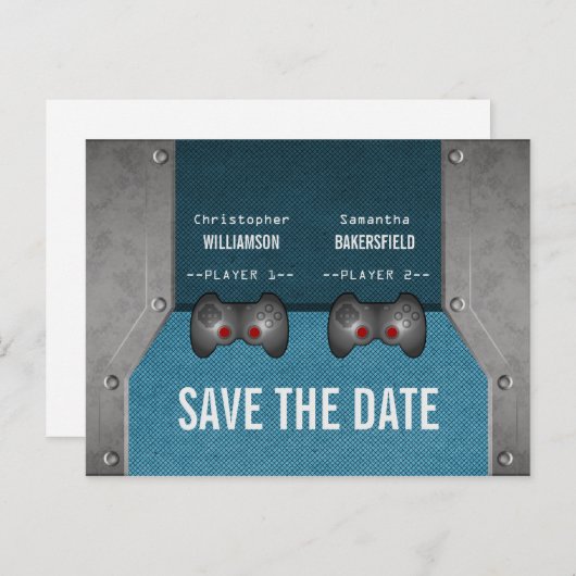 VideoSpel sparen het Briefkaart van de Datum, Blau (Voorkant / Achterkant)