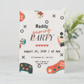 Videospel uitnodigingen voor jongen verjaardagsfee (Staand voorkant)