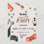 Videospel uitnodigingen voor jongen verjaardagsfee (Voorkant / Achterkant)