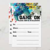 Videospel uitnodigingen voor jongen verjaardagsfee (Voorkant / Achterkant)