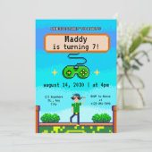 Videospel uitnodigingen voor jongen verjaardagsfee (Staand voorkant)