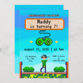 Videospel uitnodigingen voor jongen verjaardagsfee (Voorkant / Achterkant)