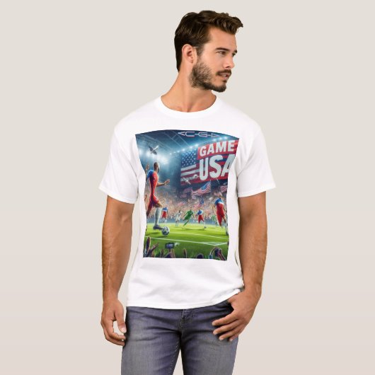 VIDEOSPEL USA WORLD CUP OP WIT T-SHIRT (Voorkant volledig)