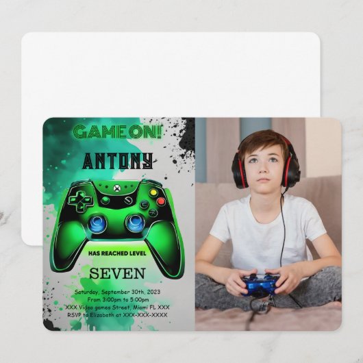 Videospel Verjaardag Foto Kaart (Voorkant / Achterkant)