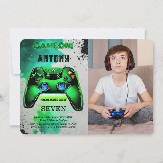 Videospel Verjaardag Foto Kaart (Voorkant)