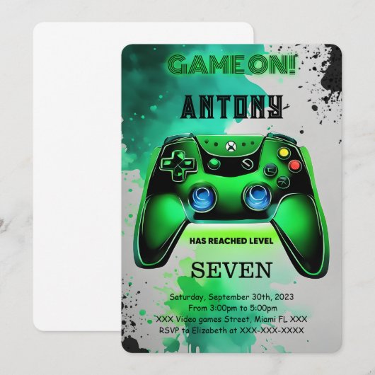 Videospel Verjaardag Kaart (Voorkant / Achterkant)