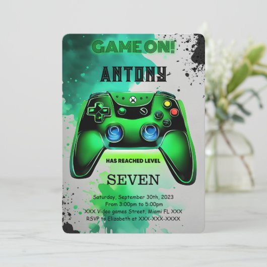 Videospel Verjaardag Kaart (Staand voorkant)