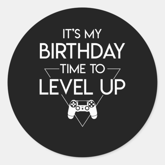 Videospel Verjaardag naar niveau omhoog Ronde Sticker (Voorkant)