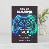 Videospel Verjaardag Uitnodiging Arcade Uitnodigin (Staand voorkant)