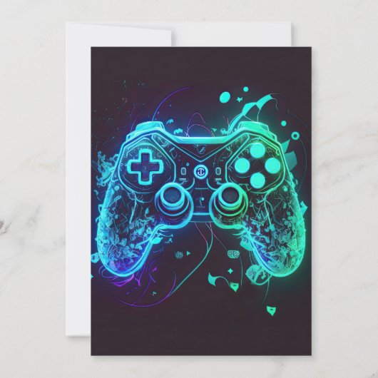 Videospel Verjaardag Uitnodiging Arcade Uitnodigin (Achterkant)