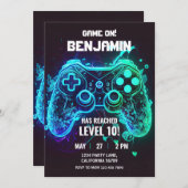 Videospel Verjaardag Uitnodiging Arcade Uitnodigin (Voorkant / Achterkant)