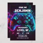 Videospel Verjaardag Uitnodiging Arcade Uitnodigin (Voorkant / Achterkant)