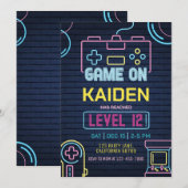 Videospel Verjaardag Uitnodiging Arcade Uitnodigin (Voorkant / Achterkant)