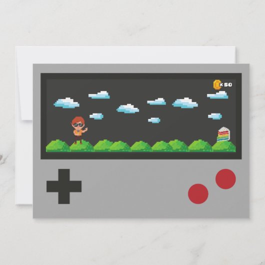 Videospel Verjaardagsfeestje Dank u Bedankkaart (Achterkant)