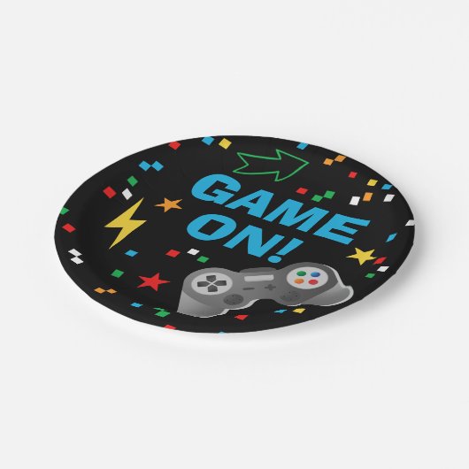 Videospel Verjaardagspapier Borden Papieren Bordje (Gekanteld)