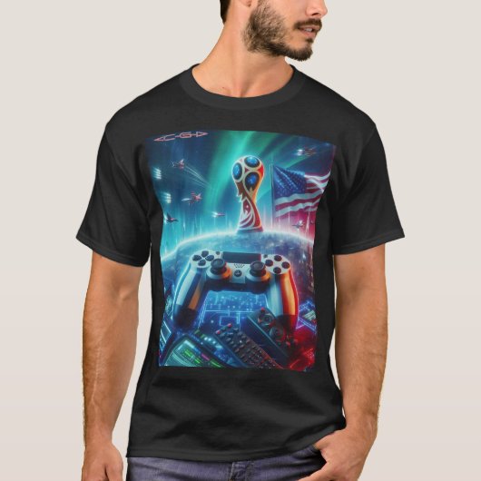 Videospel VS in de ruimte T-shirt (Voorkant)