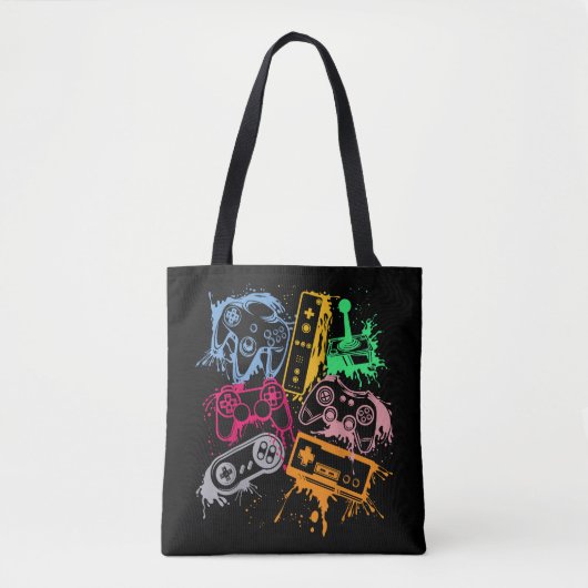 Videospelconsole-controllers 80-90-inch boog herst tote bag (Voorkant)