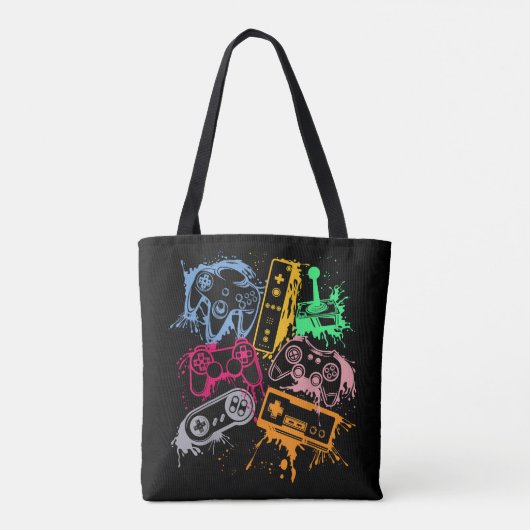 Videospelconsole-controllers 80-90-inch boog herst tote bag (Achterkant)