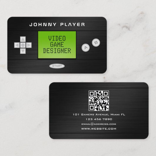 Videospelconsole handheld faux visitekaartje (Voorkant / Achterkant)