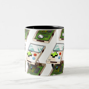 Videospelconsole patroon. tweekleurige koffiemok