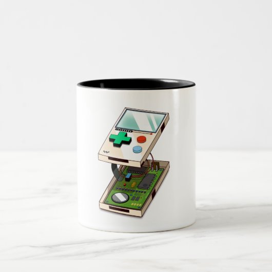 Videospelconsole patroon. tweekleurige koffiemok (Center)