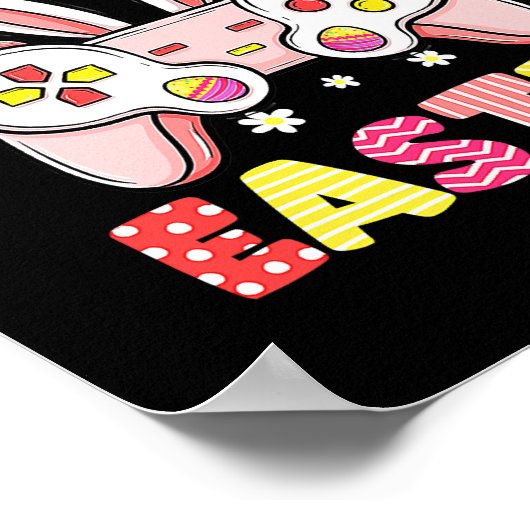 Videospelcontroller bunny Gamer Happy Pasen Poster (Hoek)