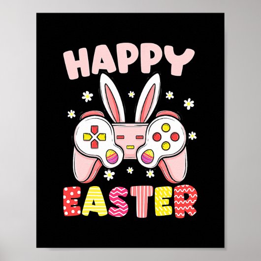 Videospelcontroller bunny Gamer Happy Pasen Poster (Voorkant)