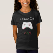 Videospelcontroller, game aan, rode en groene kuns t-shirt (Voorkant)