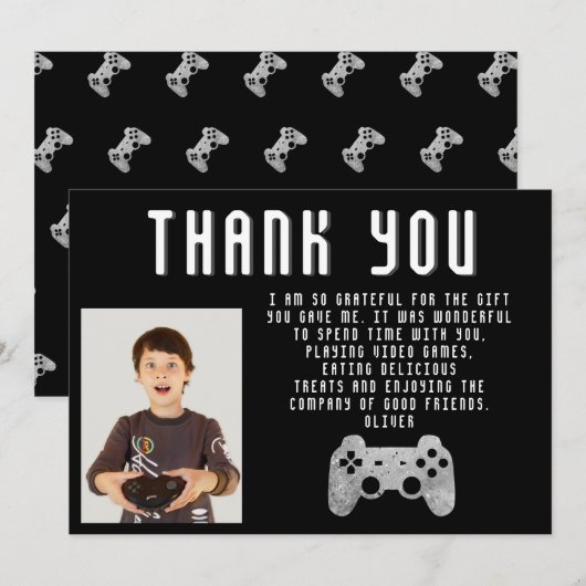 Videospelcontroller Gaming Foto Verjaardag Bedankkaart (Voorkant / Achterkant)