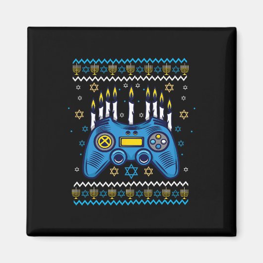 Videospelcontroller Hanukka Menora Kaarsen Joods Magneet (Voorkant)