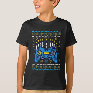 Videospelcontroller Hanukka Menora Kaarsen Joods T-shirt