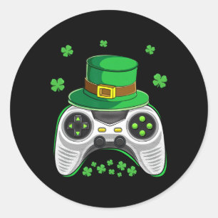 Videospelcontroller Ierse gamerjongens St. Patrick Ronde Sticker