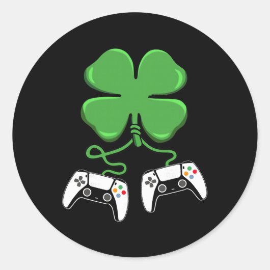 Videospelcontroller Ierse gamerjongens St. Patrick Ronde Sticker (Voorkant)