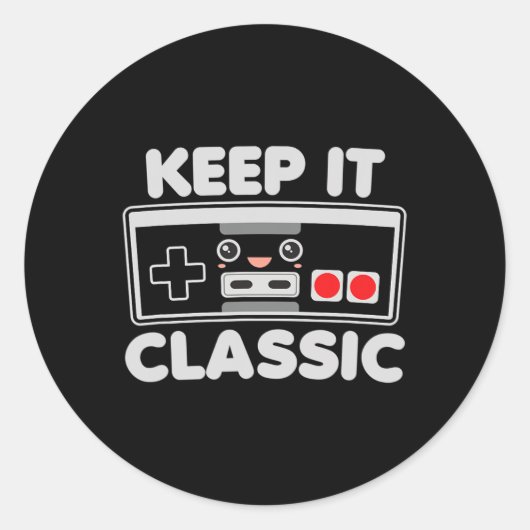 Videospelcontroller Keep It Clic Humor 80s Retro Ronde Sticker (Voorkant)
