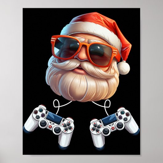 Videospelcontroller Kerst Speler Gamen Enthousiast Poster (Voorkant)
