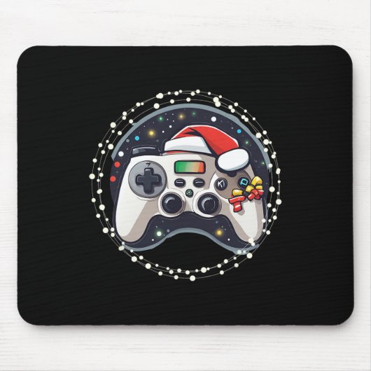 Videospelcontroller Kerstman Hoed Kerst Spellen X Muismat (Voorkant)