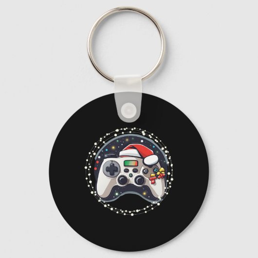 Videospelcontroller Kerstman Hoed Kerst Spellen X Sleutelhanger (Voorkant)