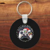 Videospelcontroller Kerstman Hoed Kerst Spellen X Sleutelhanger (Voorkant)