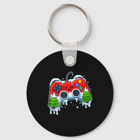 Videospelcontroller Kerstman Muts Gamer Bo Sleutelhanger (Voorkant)