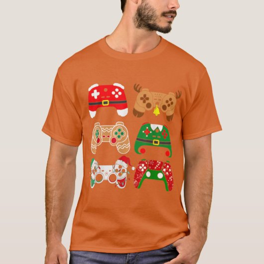Videospelcontroller Kerstman Santa Hoed Jongens Ki T-shirt (Voorkant)