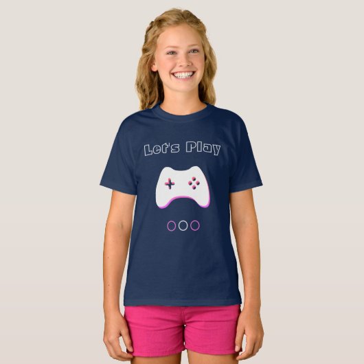 Videospelcontroller, laten we afspelen, blauwe en t-shirt (Voorkant volledig)
