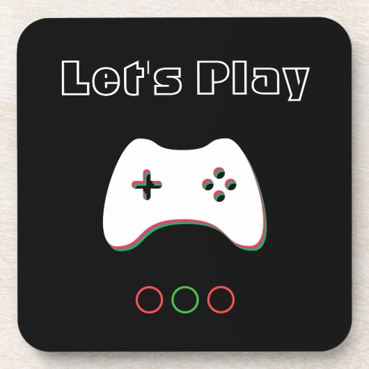 Videospelcontroller, Let's Play, Rood & Groen Kuns Bier Onderzetter (Voorkant)