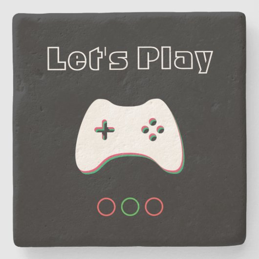 Videospelcontroller, Let's Play, Rood & Groen Kuns Stenen Onderzetter (Voorkant)