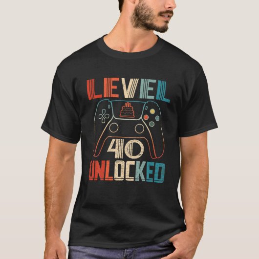 Videospelcontroller onvergrendeld niveau 40 dagen t-shirt (Voorkant)