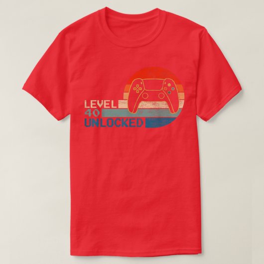 Videospelcontroller onvergrendeld niveau 40 dagen  t-shirt (Design voorkant)